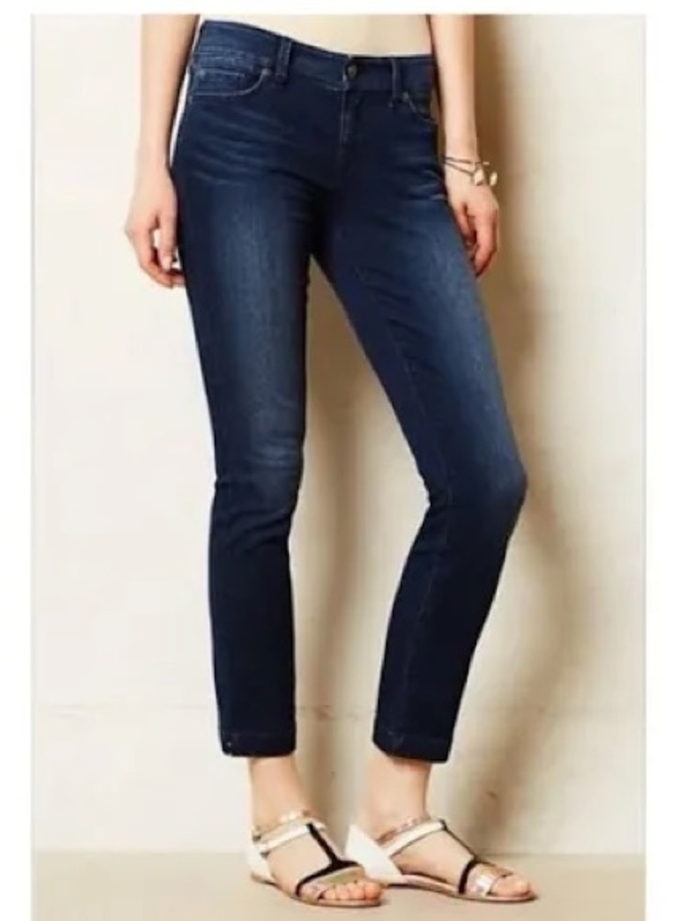 Level 99 Indigo Lily Cropped Skinny Straight Jeans